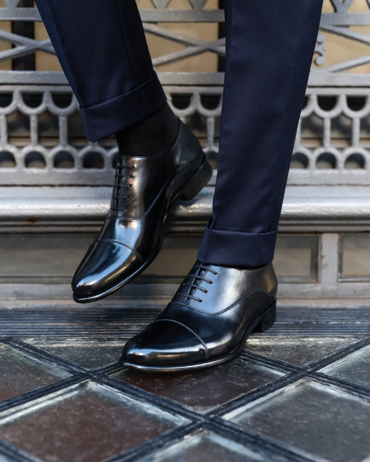 The Cagney II Stitched Cap-Toe Oxford - Nero